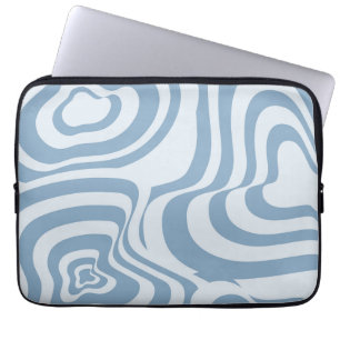 Blue Retro Swirl Groovy Y2K Pattern Laptop Sleeve