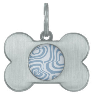 Blue Retro Swirl Groovy Y2K Pattern Pet ID Tag