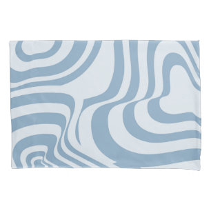 Blue Retro Swirl Groovy Y2K Pattern  Pillowcase