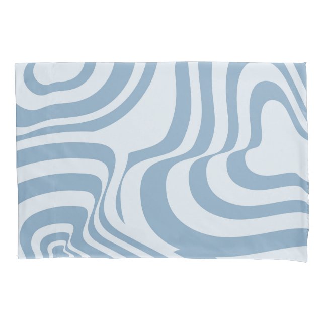 Blue Retro Swirl Groovy Y2K Pattern  Pillowcase (Front)