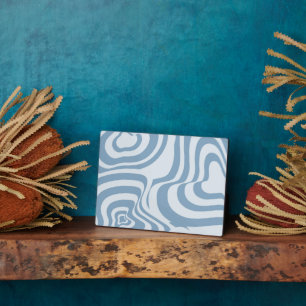 Blue Retro Swirl Groovy Y2K Pattern Plaque