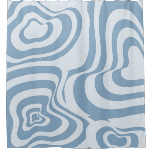 Blue Retro Swirl Groovy Y2K Pattern  Shower Curtain