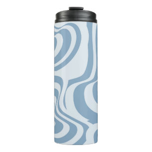 Blue Retro Swirl Groovy Y2K Pattern Thermal Tumbler