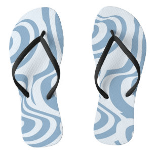 Blue Retro Swirl Groovy Y2K Pattern  Thongs