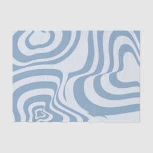 Blue Retro Swirl Groovy Y2K Pattern Tissue Paper