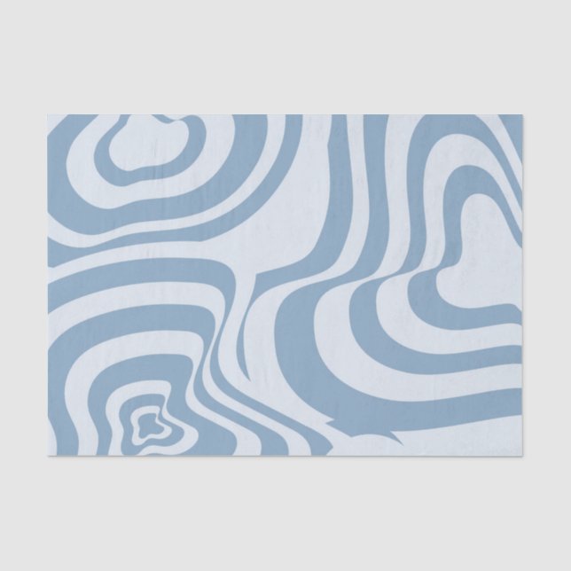 Blue Retro Swirl Groovy Y2K Pattern  Tissue Paper (Front)