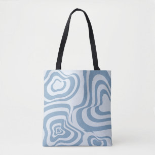 Blue Retro Swirl Groovy Y2K Pattern  Tote Bag