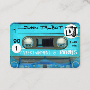 Blue Retro T4 Audiotape Cassette 80s DJ Business C Business Card