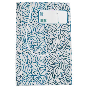 Blue Retro Tides of Christmas Vibes Medium Gift Bag