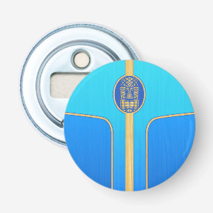 Blue Retro Tiki Surfboard Bottle Opener