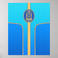 Blue Retro Tiki Surfboard