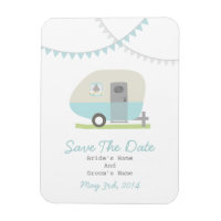Blue Retro Trailer Save The Date
