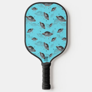 blue retro UFO Pickleball Paddle