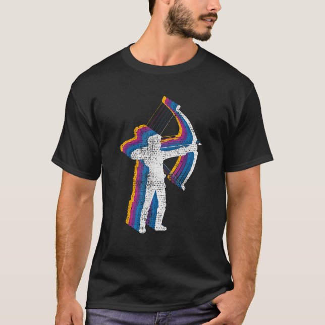 Blue Retro Vintage Archery Bow Hunting  T-Shirt (Front)