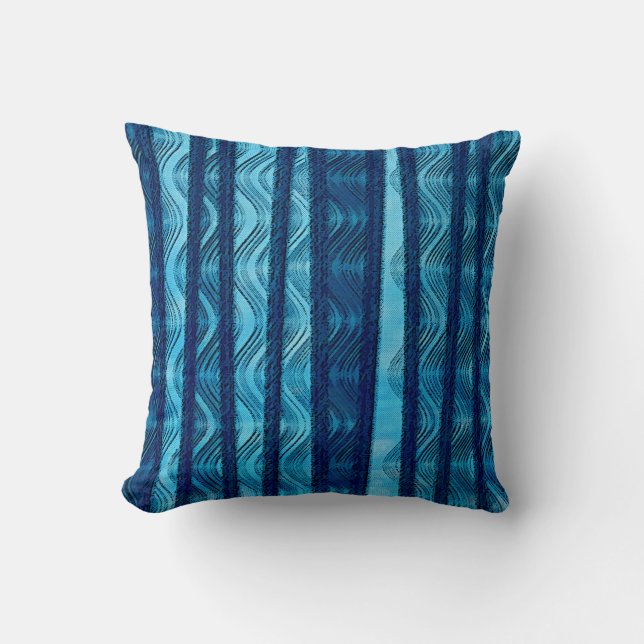 Blue Retro Wave Unique Cool Pattern Cushion (Front)