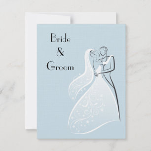 Blue Retro Wedding Dancers Invitation