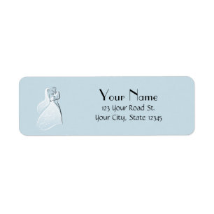 Blue Retro Wedding Dancers Return Address Label