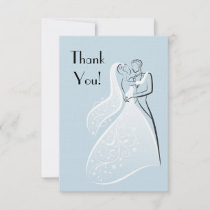 Blue Retro Wedding Dancers Thank You Card