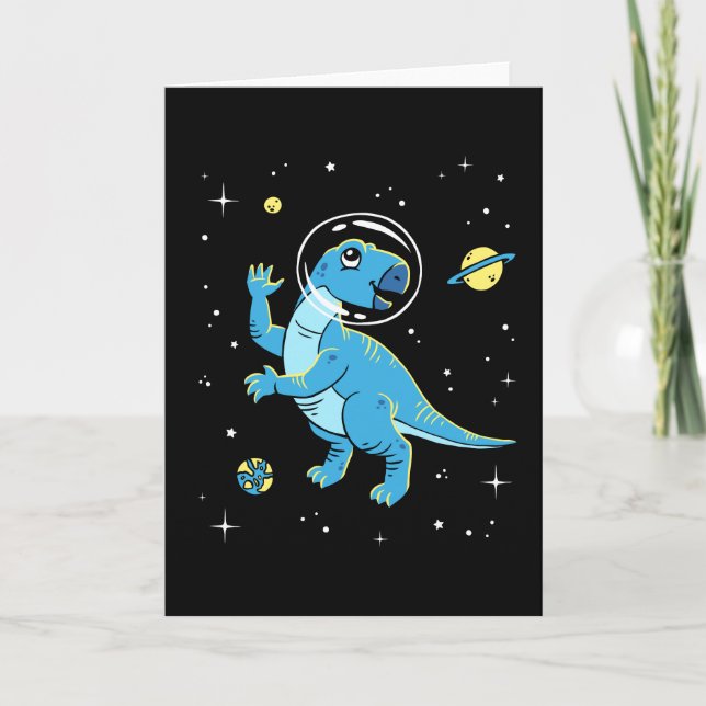 Blue Rhabdodon Dinos In Space Card (Front)