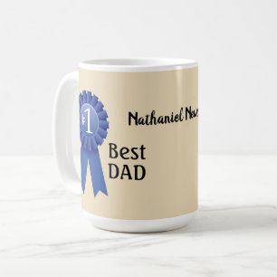 Blue Ribbon #1 Dad personalize with name Coffee Mug