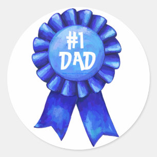 Blue Ribbon #1 Dad Stickers