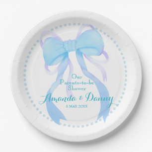 Blue Ribbon Baby Boy Shower Paper Plate