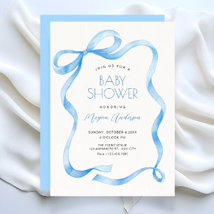 Blue ribbon bow invitation