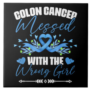 Blue Ribbon Colon Cancer Girl Survivor Ceramic Tile