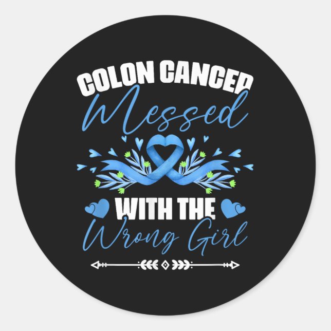 Blue Ribbon Colon Cancer Girl Survivor Colourectal Classic Round Sticker (Front)