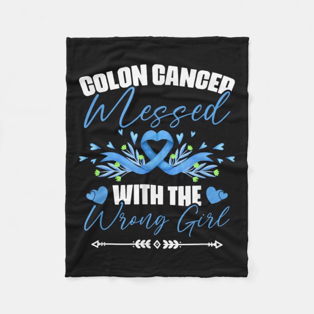 Blue Ribbon Colon Cancer Girl Survivor Colourectal Fleece Blanket (Front)