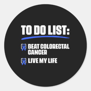 Blue Ribbon Colon Cancer Survivor Beat Colourectal Classic Round Sticker
