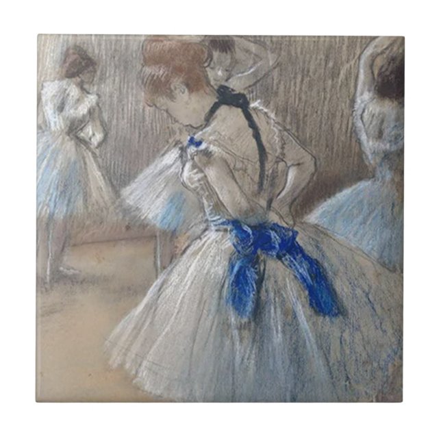 Blue Ribbon Dancer  Edgar Degas Ceramic Tile (Front)