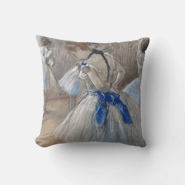 Blue Ribbon Dancer  Edgar Degas Cushion (Front)
