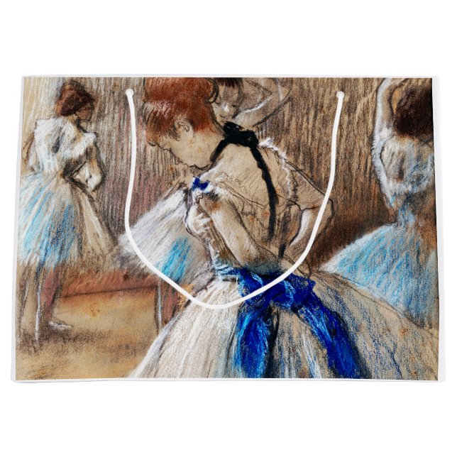 Blue Ribbon Dancer, Edgar Degas Large Gift Bag (Front)