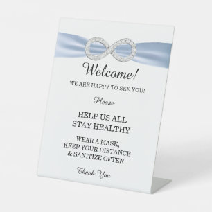 Blue Ribbon Diamond Infinity Wedding Safety Pedestal Sign