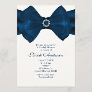 Blue Ribbon & Diamonds Bridal Shower Invitations