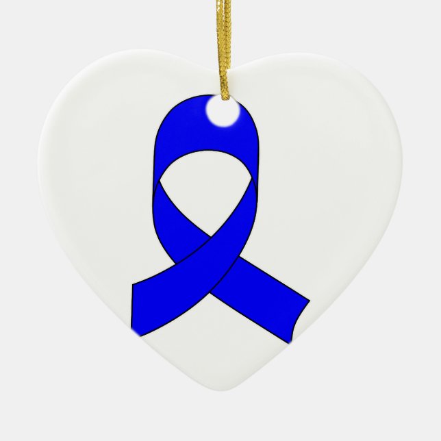 Blue Ribbon Drawing Ceramic Tree Decoration (Front)