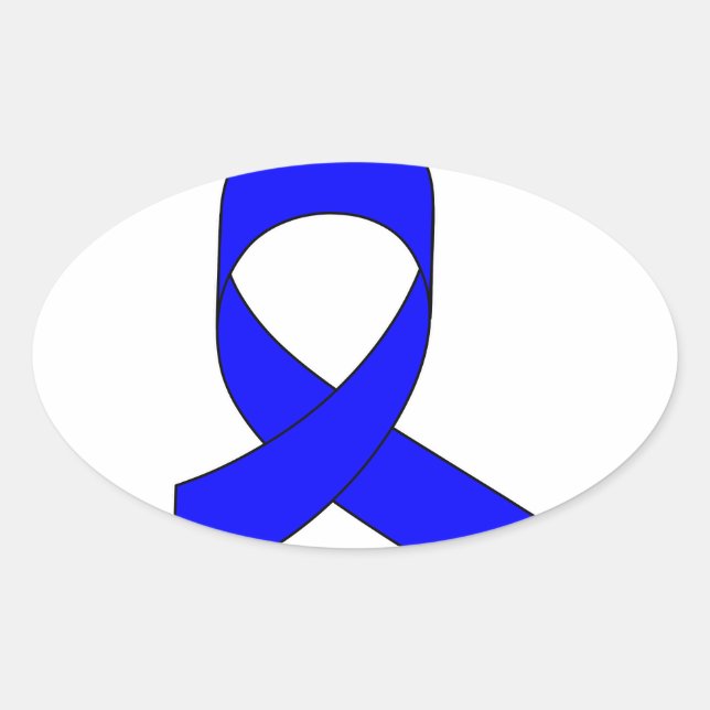 Blue Ribbon Drawing Oval Sticker (Front)