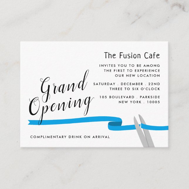 Blue Ribbon, Grand Opening Ceremony Enclosure Card (Front)