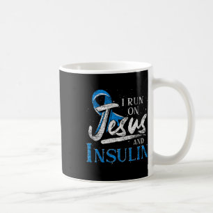 Blue Ribbon I Run On Jesus And Insulin Diabetes Aw Coffee Mug