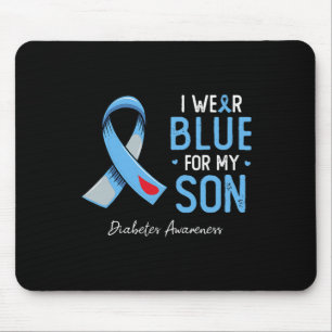 Blue Ribbon I Wear Grey Blue For My Son Diabetes A Mouse Pad