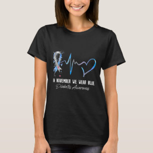 Blue Ribbon In November We Wear Blue For Diabetes T-Shirt