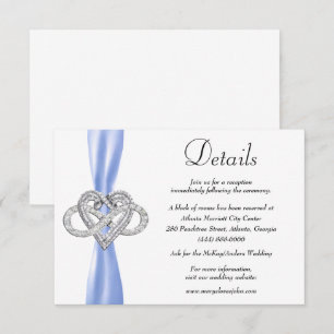 Blue Ribbon Infinity Heart Wedding Details Enclosure Card