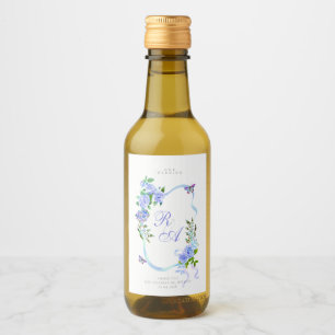 Blue Ribbon Monogram Wedding  Wine Label