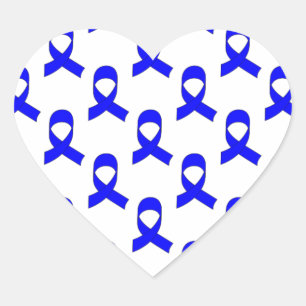 Blue Ribbon Pattern Heart Sticker