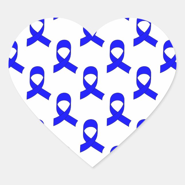 Blue Ribbon Pattern Heart Sticker (Front)