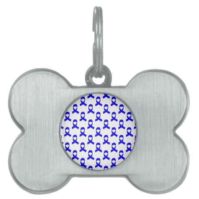 Blue Ribbon Pattern Pet Name Tag (Front)