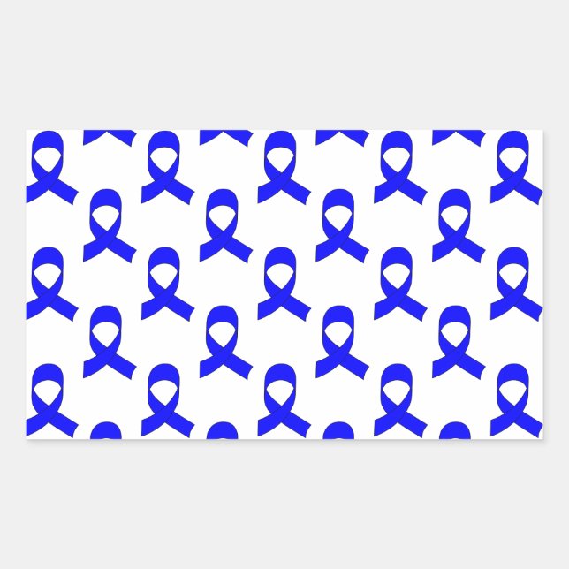 Blue Ribbon Pattern Rectangular Sticker (Front)