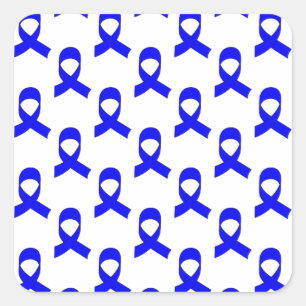 Blue Ribbon Pattern Square Sticker
