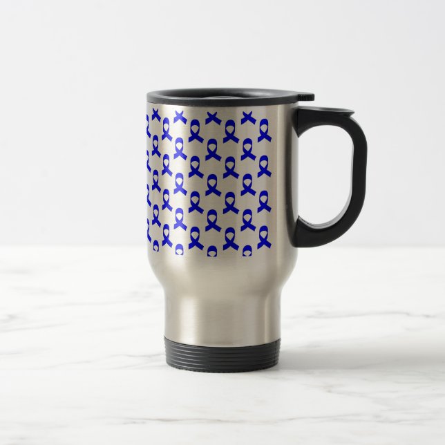 Blue Ribbon Pattern Travel Mug (Right)